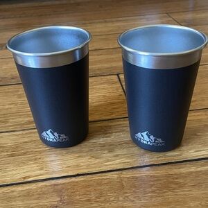 Hydrapeak set of 2 Stainless Steel Pint 16oz NWOT Black